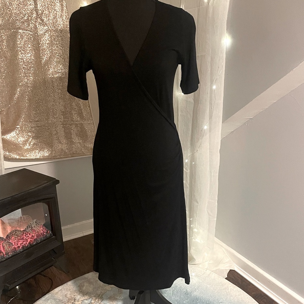 Seraphine Maternity Wrap Dress Black Size Medium